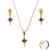 CONJUNTO ESTRELA ANKAA BANHADO A OURO 18K ZIRCÔNIA COLORS