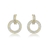 BRINCO DIVA 2 FILEIRAS CRAVEJADO COM PÊNDULO REDONDO 16MM X 22MM BANHADO A OURO 18K ZIRCÔNIA CRISTAL