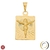 PINGENTE CRISTO RETANGULAR 2 DIAMANTADOS 14MM X 18MM BANHADO A OURO 18K SEM ZIRCÔNIA