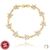 PULSEIRA FLORES ZIRCÔNIAS CRISTAL INTERCALADAS GRÃOS BANHADA A OURO 18K 19CM SEM ZIRCÔNIA