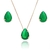 CONJUNTO GOTA GALERIA 10MM X 14MM BANHO ROSÉ ZIRCÔNIA VERDE ESMERALDA