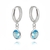 BRINCO ARGOLA PENDURADA REDONDO 6MM TURQUESA BANHADO A OURO 18K