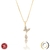 GARGANTILHA BORBOLETA 3D COM ZIRCÔNIAS E PINGENTE GOTINHA BANHADA A OURO 18K 45 CM ZIRCÔNIA CRISTAL