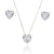 CONJUNTO CORAÇÃO GALERIA 10MM ENCAPADO À PRATA 1000 ZIRCÔNIA CRISTAL