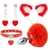 KIT RABO DE COELHO COM TIARA, GRAMPOS PARA OS SEIOS E GARGANTILHA VERMELHO