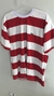 Camiseta Peruana Lacoste 2 Cor Horizontal - Vermelho e Branco