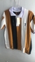 Camisa Polo Aleatory 3 Cor Vertical - Marrom, Branco e Preto