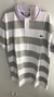 Camisa Polo Lacoste 2 Cor Horizontal - Branco e Cinza Claro