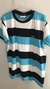 Camiseta Peruana Lacoste 2 Cor Horizontal - Azul Preto E branco