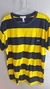 Camiseta Peruana Lacoste 2 Cor Horizontal - Amarelo e Azul Marinho