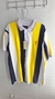 Camisa Polo Aleatory 3 Cor Vertical - Azul Marinho, Branco e Amarelo