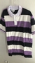 Camisa Polo Lacoste 3 Cor Horizontal - Roxo, Branco e Preto