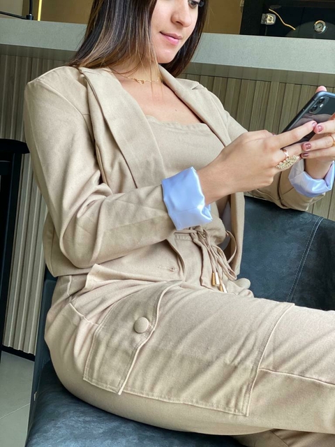 Blazer Fem Cropped Em Linho State One