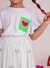 T-shirt Babados Bolso Crochê Branca - Loli Petit