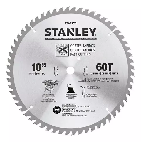 LAMINA DE SERRA CIRCULAR 10" 60T STANLEY-STA7770