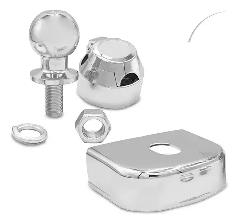 KIT ENGATE P/ REBOQUE CROMADO + CAPA + TOMADA 10CM