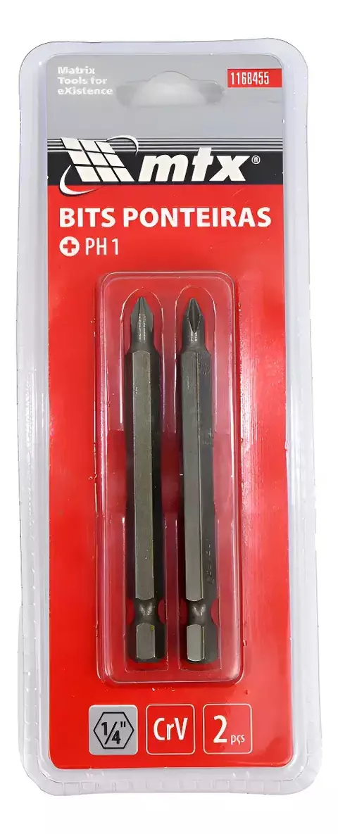 BITS PHILLIPS PH1, CROMO VANADIO, 75MM, 2PCS // MTX