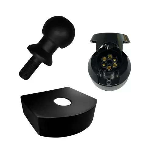 KIT ENGATE P/ REBOQUE PRETO + CAPA + TOMADA 9CM