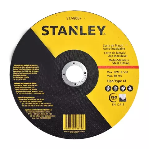 DISCO CORTE INOX 7"X1,6X22,2MM STANLEY