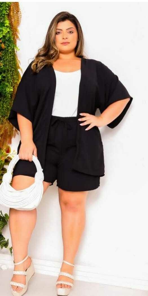 Conjunto Plus Size Kimono E Short Feminino Estampado - comprar online