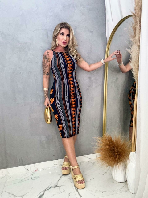 VESTIDO MIDI TRIBAL FRUTAS
