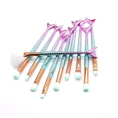 Kit de pincéis de maquiagem de sereia com 10 peças conjunto profissional - comprar online