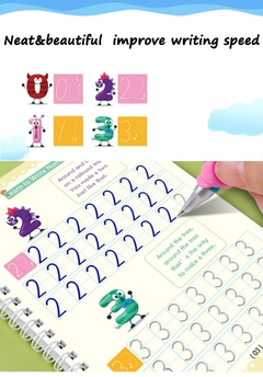 4 cadernos mágicos, brinquedos infantis, escrita reutilizável, limpeza gratuit