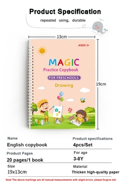 Imagem do 4 cadernos mágicos, brinquedos infantis, escrita reutilizável, limpeza gratuit