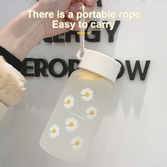 Small Daisy Transparent Plastic Water Bottles BPA Free Creative Frosted Water Bo - comprar online
