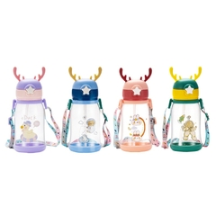 Kids Water Sippy Cup Antler Creative Cartoon Baby Feeding Cups with Straws Leakp - comprar online