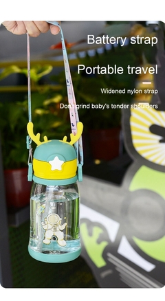 Kids Water Sippy Cup Antler Creative Cartoon Baby Feeding Cups with Straws Leakp