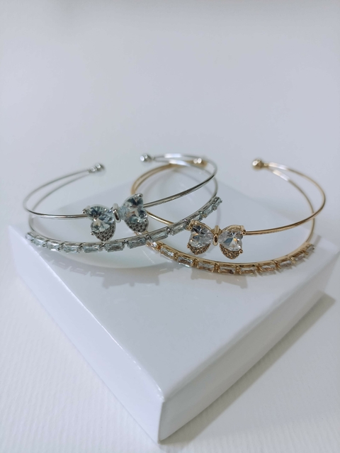 Bracelete biju cravejado com pedra de zircônia