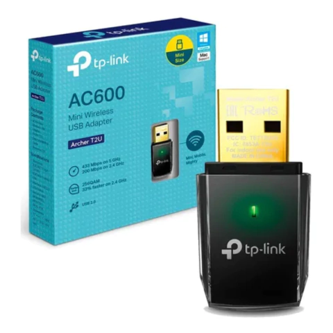 TP-Link Archer T2U – Adaptador Wi-Fi USB AC600 Dual Band, 2.4GHz y 5GHz, Compacto y Rápido