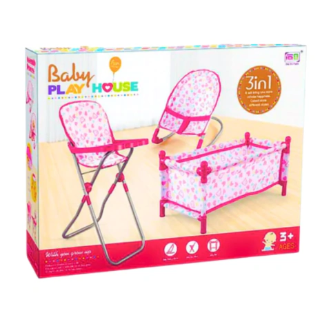 Set 3 en 1 Silla, Mecedora y Cuna - Baby Play House