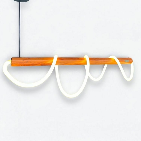 Lustre madeira corda pendente rustico com led peroba rosa