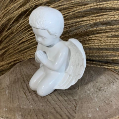 Imagem Estátua Anjo da Guarda Branco Quarto Bebê - O Santo Bateu