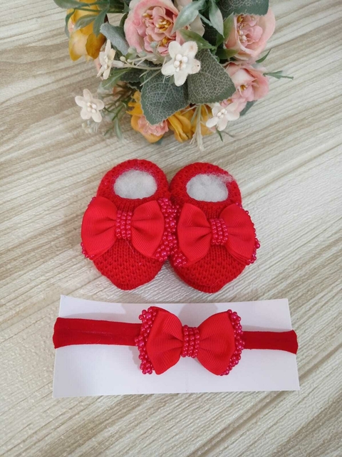 Sapatinho com faixa -Vermelho