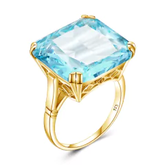 Szjinao Massive Women Signet Aquamarine Ring Silver 925 100% With Stone Wedding na internet
