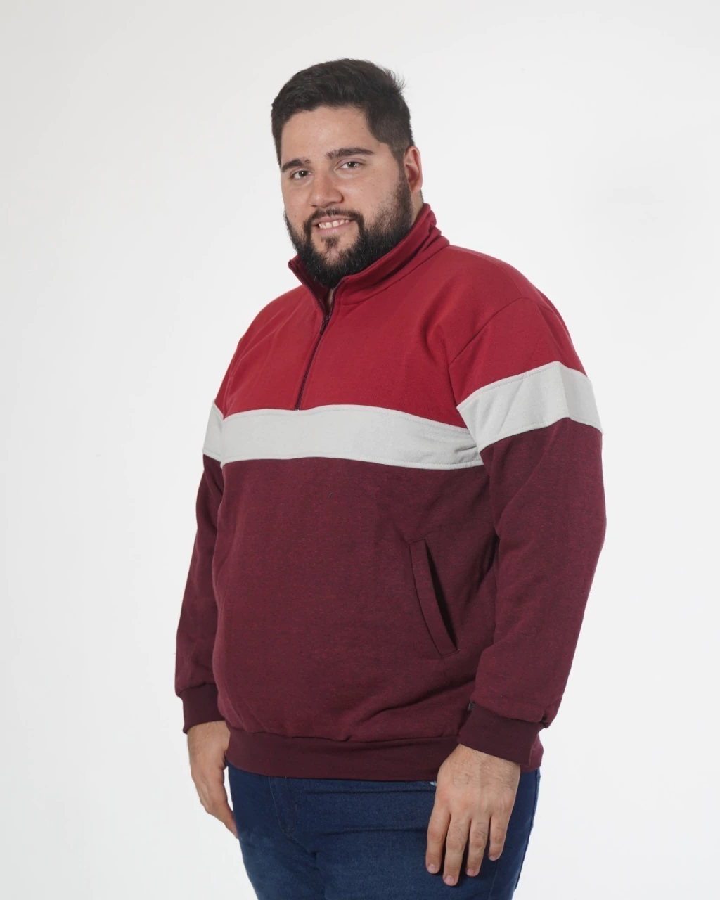 Buzo medio cierre frizado - Talle grande