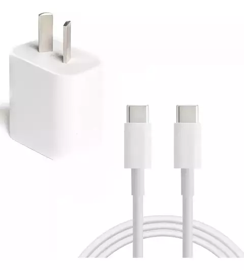 Combo de Carga Rápida iPhone Android USB-C 20W + Cable Tipo C 1m