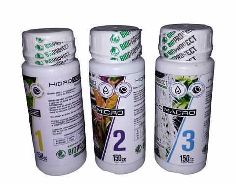 BIO PROYECT KIT 3 (VEGE1 - MICRO2 - MACRO3) 150CC - BIO-PK123150
