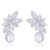 Brinco Semijoia Folhas e Gota Luxo Zircônia Cristal Ródio Branco
