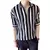 Verão 5 meia manga camisa masculina solta com decote em v listrado manga curta - Sky Secret