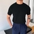 Camiseta De Malha De Manga Curta Verão Masculina Leve Em Torno Do Pescoço Fina - comprar online