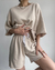Conjunto feminino meia manga em torno do pescoço solto conjunto de duas peças - loja online