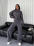 Terno feminino manga comprida meia gola cardigan calças - comprar online