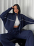 Terno feminino manga comprida meia gola cardigan calças - comprar online