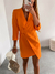 Vestido casual multicolorido solto de manga comprida com renda