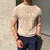 Camiseta De Malha De Manga Curta Verão Masculina Leve Em Torno Do Pescoço Fina - Sky Secret