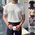 Camiseta De Malha De Manga Curta Verão Masculina Leve Em Torno Do Pescoço Fina - loja online